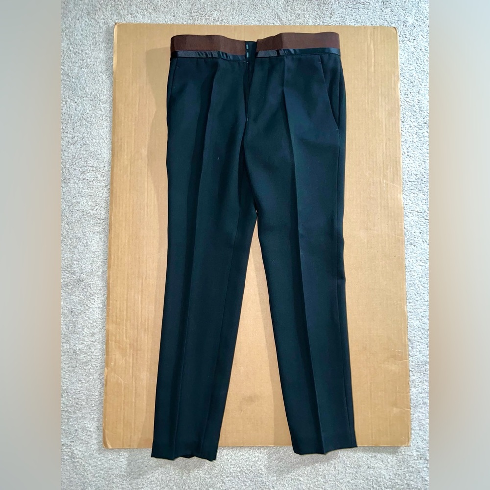 Haider Ackerman Black Wool Cropped Pants w/Brown Grosgrain Waist. F/W’17. $1,100